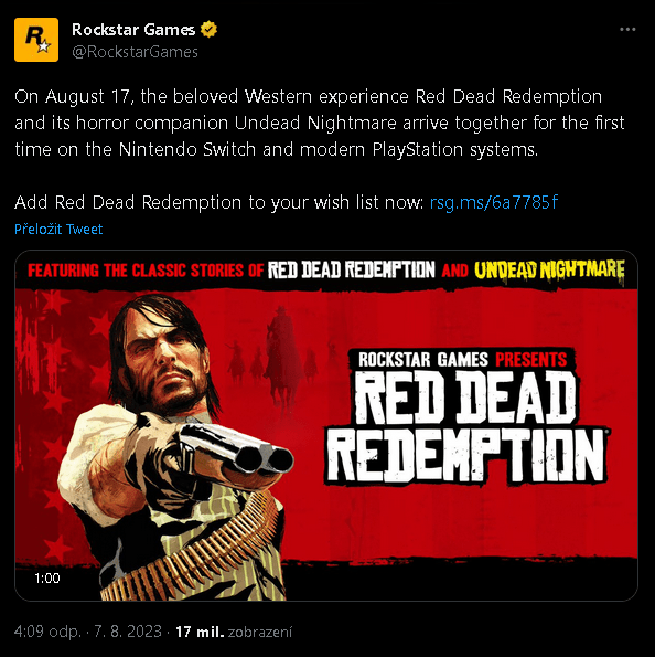 Z Gamingsite: Red Dead Redemption – Remaster se nekoná! Příští týden vyjde port pro Switch a PS4